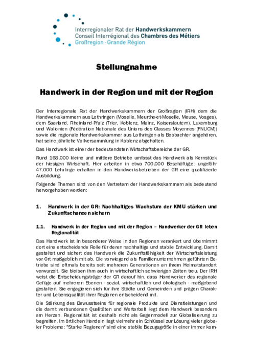 Handwerk in der Region und mit der Region