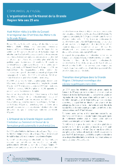 L’organisation de l’Artisanat de la Grande Region fete ses 25 ans