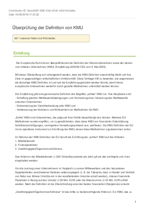 IRH Fragebogen Umfrage Überprüfung der KMU