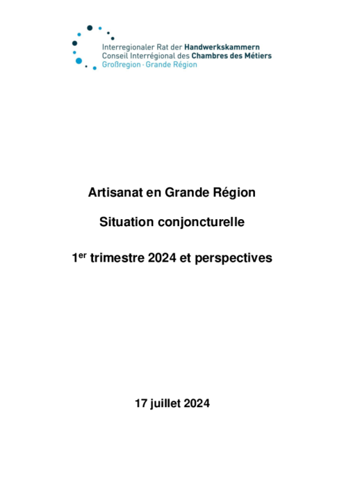 Analyse conjoncturelle de l’Artisanat en Grande Region au 1er semestre 2024
