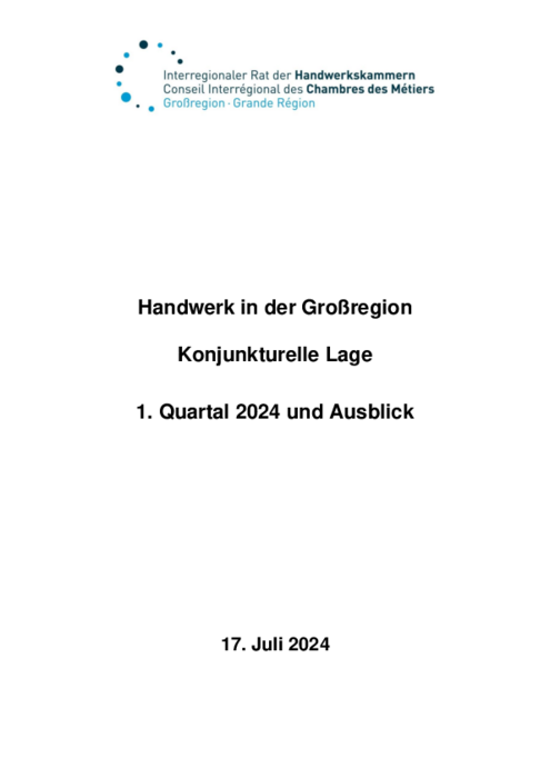 Konjunkturanalyse des Handwerks in der Großregion im 1. Semester 2024