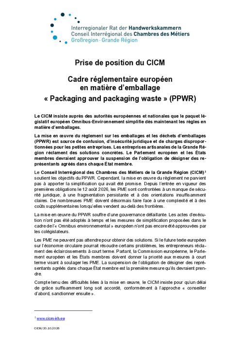 Cadre réglementaire européen en matière d’emballage « Packaging and packaging waste » (PPWR)